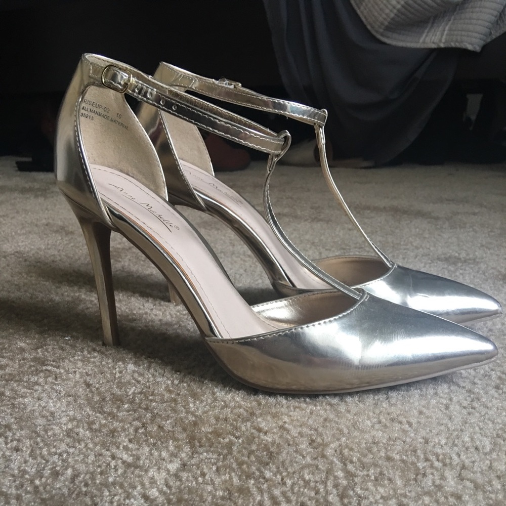 Gold T-Strap High Heels